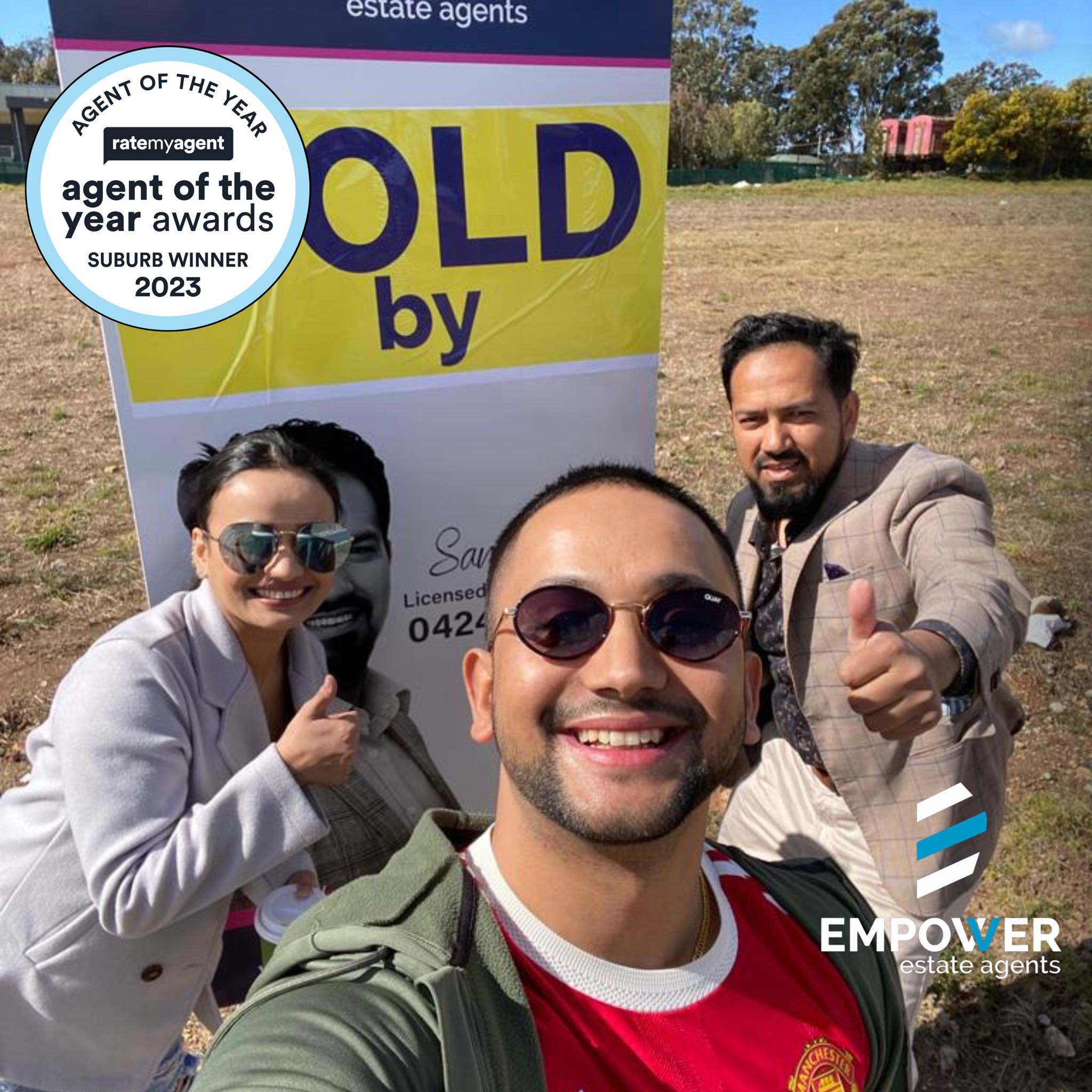 Happy buyers after property purchase